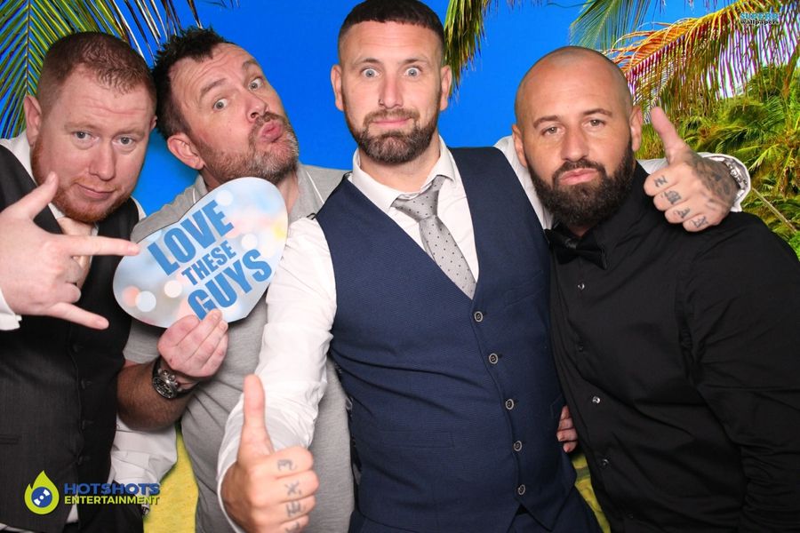 So much fun in the wedding photo booth hire the lads