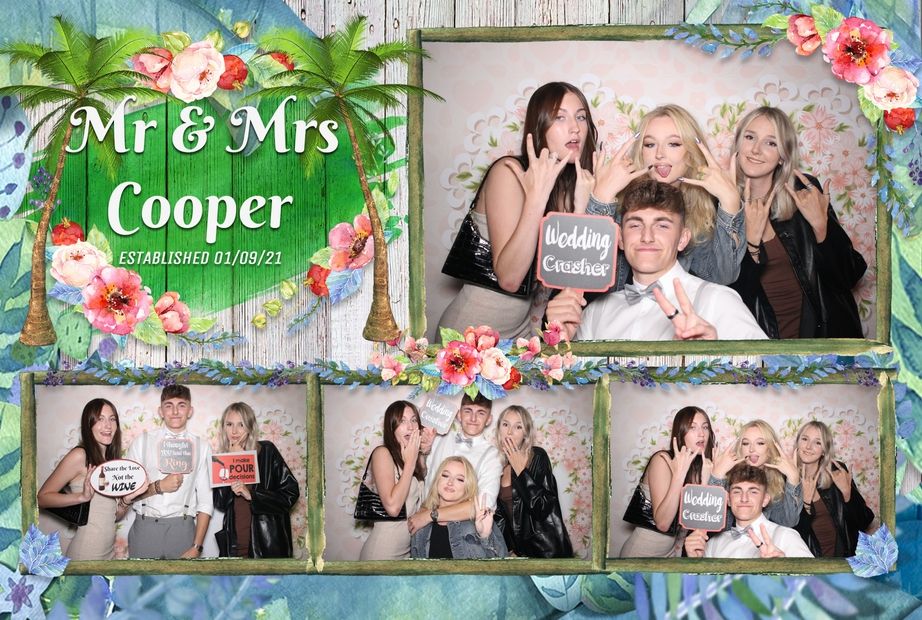 Uk wedding reception with photo booth and props