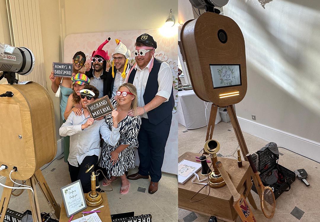 Vintage photo booth with props