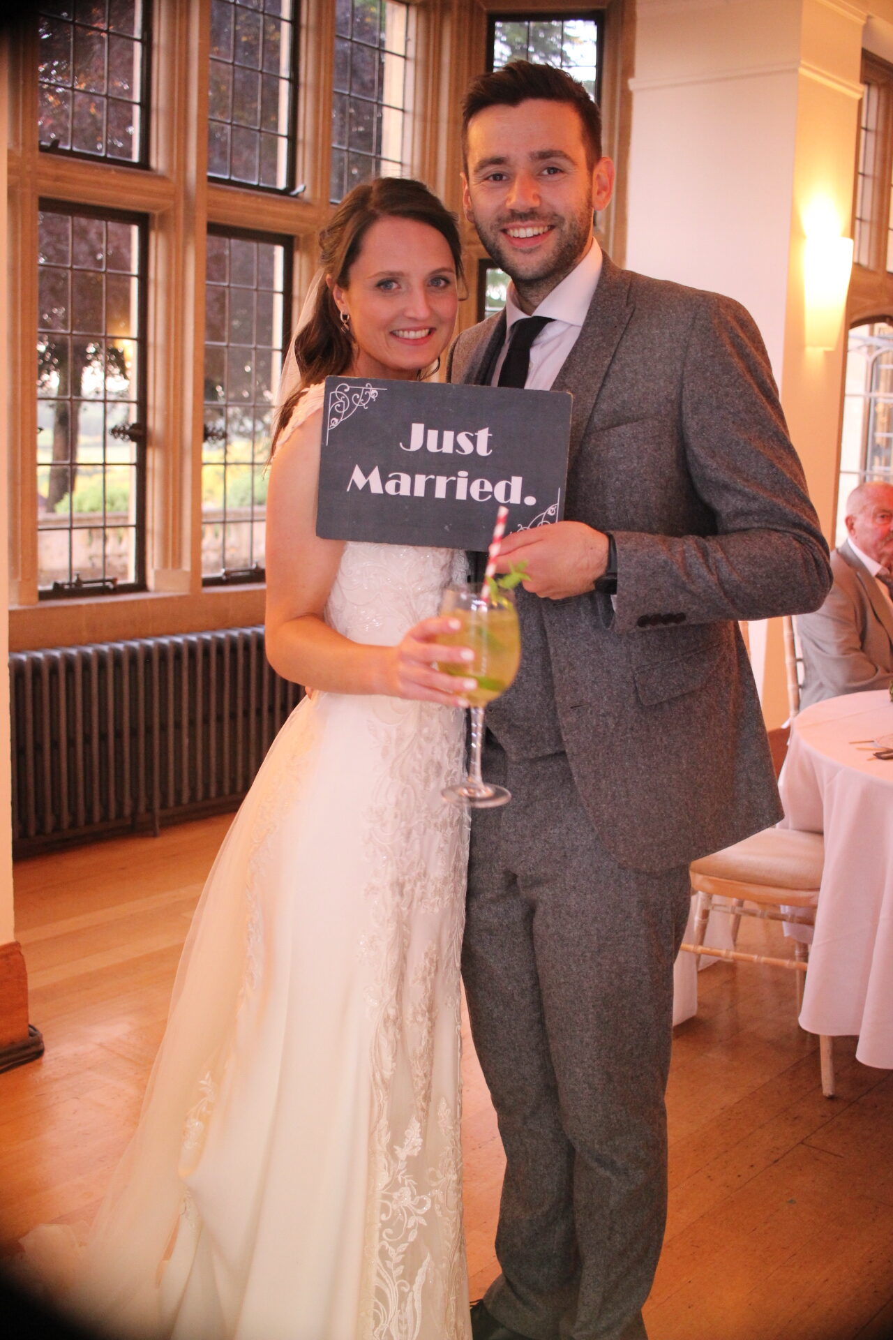 The happy couple at Coombe Lodge