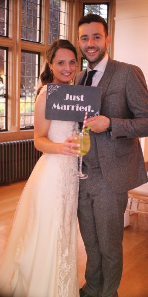 The happy couple at Coombe Lodge